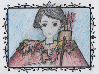 Sketch of my Ryuutama character, Akiko -- no fair laughing at my drawing skills